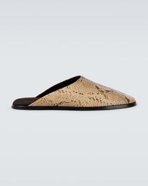 Fear Of God Snake-Effect Leather Mules - Natural