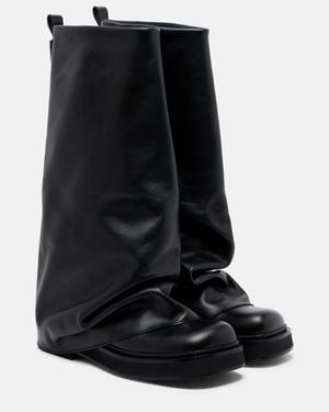 The Attico Robin Leather Combat Boots - Black