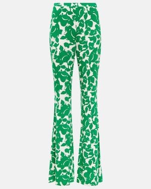 Diane von Furstenberg Brooklyn Printed Flared Trousers - Green