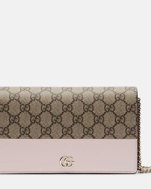 Gucci Portemonnaie Mit Kettenriemen Gg Marmont - Grau