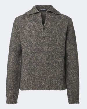Dolce & Gabbana Wool, Alpaca, And Linen Polo Jumper - Grey