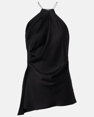 Victoria Beckham Draped Satin Top - Black