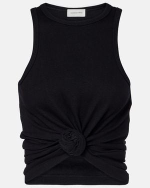 Magda Butrym Gathered Cotton-Blend Jersey Tank Top - Black