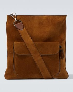Metier Slide Suede Messenger Bag - Brown