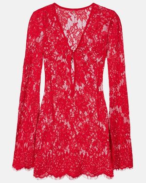 Bananhot Millie Cotton And Brocade Lace Minidress - Red