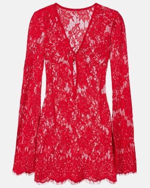 Bananhot Millie Cotton And Brocade Lace Minidress - Red
