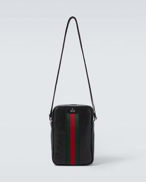 Gucci Web Trademark Mini Leather Crossbody Bag - White