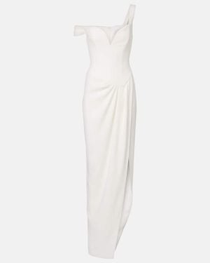 Alex Perry Bridal Draped Off-Shoulder Crepe Corset Gown - White