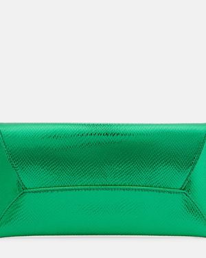 Aquazzura Envelope Small Metallic Leather Clutch - Green