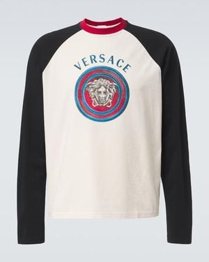 Versace T-Shirt Medusa Aus Baumwoll-Jersey - Weiß