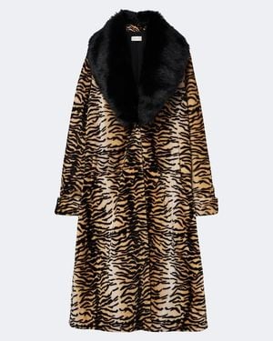 Nour Hammour Nina Tiger-Print Shearling Coat - Brown