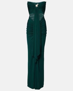 Christopher Esber Bezel Quartz Cutout Strapless Jersey Gown - Green