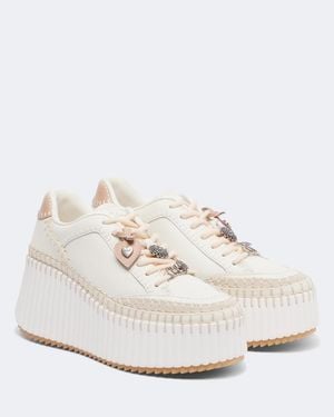 Chloé Nama Leather Platform Sneakers - White
