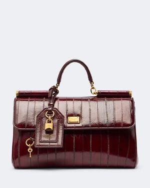 Dolce & Gabbana My Sicily Medium Eel Leather Top-Handle Bag - Red