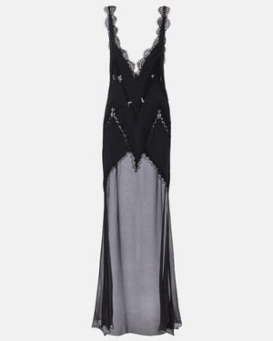 Tom Ford Robe Aus Satin Mit Spitze - Schwarz