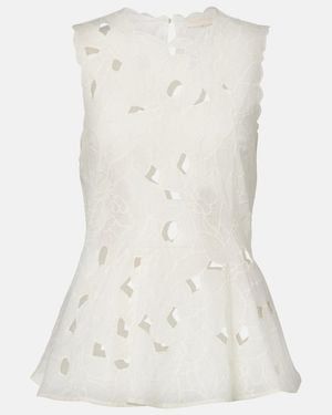 Ulla Johnson Ali Floral Cotton Organda Top - White