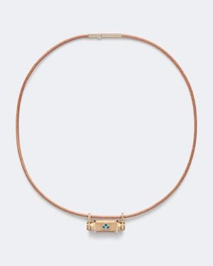 Marie Lichtenberg Clover Smash 18Kt And Leather Locket Necklace With Emeralds - Metallic