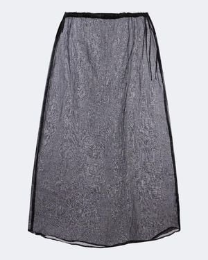 Prada Falda Midi De Algodon - Gris
