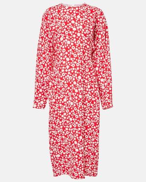 Marni Floral-Print Midi Dress - Red