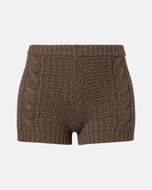 Magda Butrym Cable-Knit Cashmere Shorts - Brown