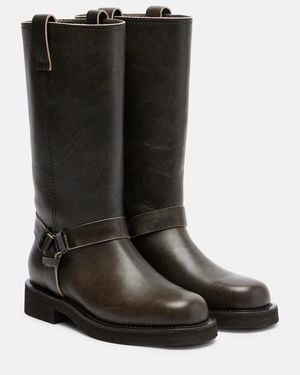 Brunello Cucinelli Monili Leather Knee-High Boots - Black