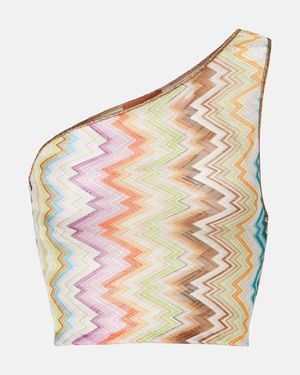 Missoni Zigzag One-Shoulder Crop Top - Multicolour