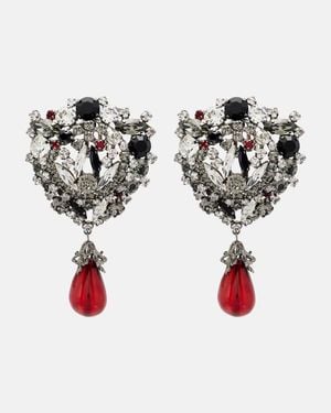 Saint Laurent Crystal-Embellished Clip-On Earrings - White