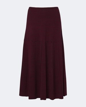 Proenza Schouler Phyllis Striped Wool And Cotton Midi Skirt - Purple