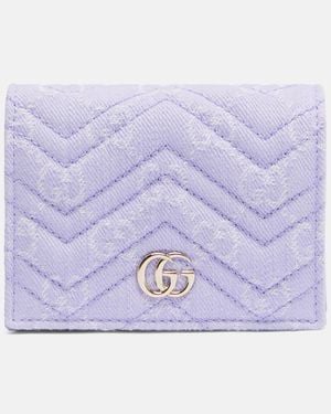Gucci Gg Marmont Denim Wallet - Purple