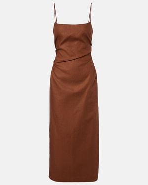 SIR. Linen Midi Dress - Brown