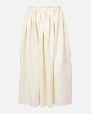 Gabriela Hearst Chiara Gathered Linen Midi Skirt - White