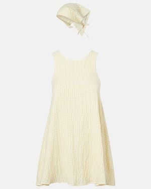 Montce Betsie Gingham Minidress And Scarf Set - White