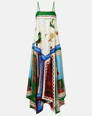 ALÉMAIS X Mlak Tangible Love Printed Silk Midi Dress - White