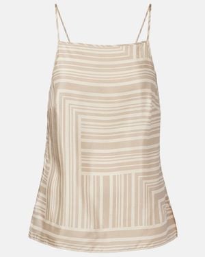 JOSEPH Stace Printed Silk Top - Natural