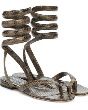 Bottega Veneta Bv Spiral Snake-effect Leather Sandals - Multicolour