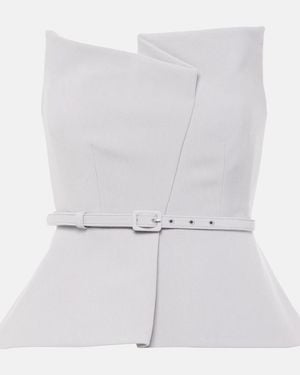 Roland Mouret Asymmetric Strapless Peplum Crepe Top - White