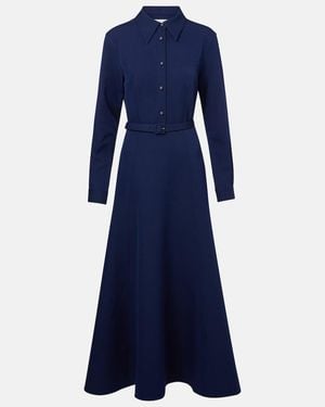 Roland Mouret Belted Crepe Shirt Dress - Blue