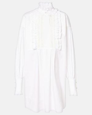 Valentino Ruffled Cotton, Linen, And Silk Minidress - White
