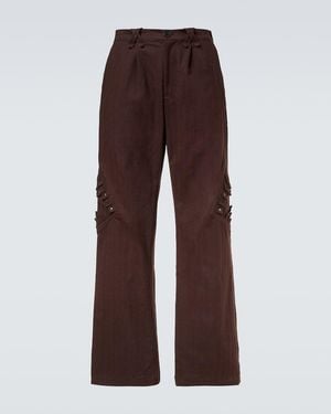 Kiko Kostadinov Estike Cotton-Blend Wide-Leg Trousers - Brown