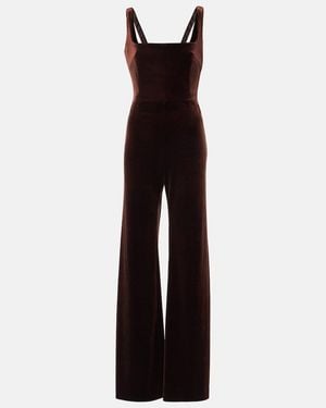 Galvan London Vesper Velvet Jumpsuit - Blue