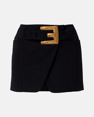 Balmain Virgin Wool Grain De Poudre Miniskirt - Black