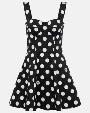 Dolce & Gabbana Cotton Drill Corset Minidress With Polka-Dot - Black