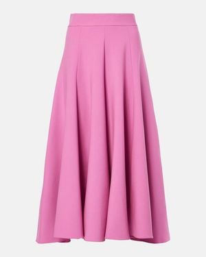 Oscar de la Renta High-Rise Wool-Blend Midi Skirt - Pink
