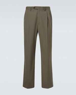 Prada Wool And Cotton Straight Trousers - Green