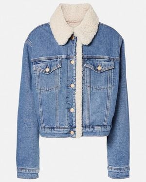 7 For All Mankind Teddy-Trimmed Denim Jacket - Blue