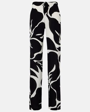 Dries Van Noten Floral Straight Pants - Black