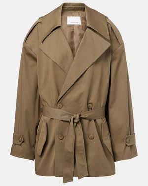 Frankie Shop Zurich Oversized Cotton Cropped Trench Coat - Green