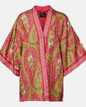 Etro Chaqueta Envolvente De Seda Estampado - Rojo