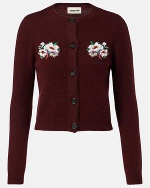 ShuShu/Tong Verzierter Cardigan Aus Kaschmir Und Baumwolle - Rot