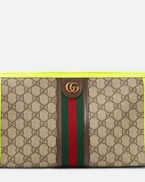 Gucci Ophidia GG Leather-trimmed Makeup Bag - Metallic